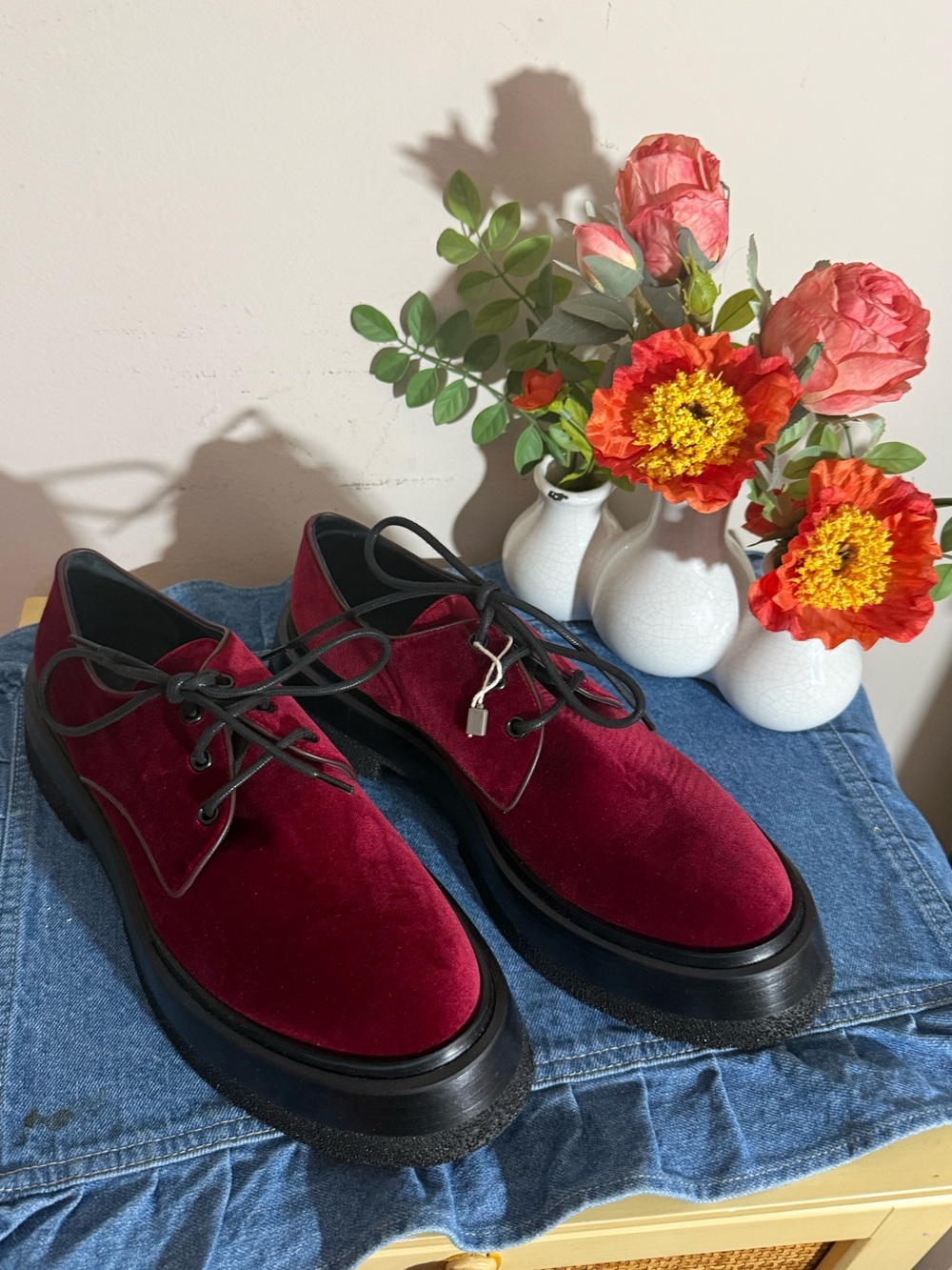 ROBERTO FESTA Classic Lace Up Burgundy Derby Shoes NIB